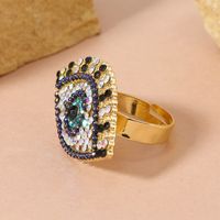 Hip-hop Exaggerated Punk Eye Alloy Inlay Artificial Diamond Women's Open Rings main image 2