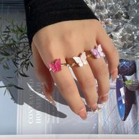 Cute Butterfly Arylic Alloy Inlay Acrylic Women's Rings main image 1