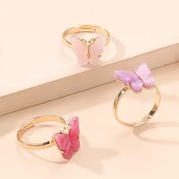 Cute Butterfly Arylic Alloy Inlay Acrylic Women's Rings main image 3