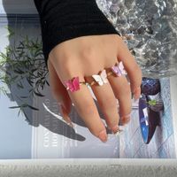 Cute Butterfly Arylic Alloy Inlay Acrylic Women's Rings main image 2