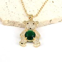 Hip-hop Streetwear Little Bear Copper Plating Inlay Zircon Gold Plated Pendant Necklace sku image 4