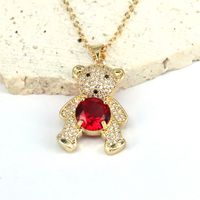 Hip-hop Streetwear Little Bear Copper Plating Inlay Zircon Gold Plated Pendant Necklace sku image 3