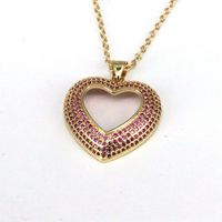 Hip-hop Streetwear Heart Shape Copper Plating Inlay Zircon Pendant Necklace sku image 3