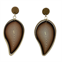 1 Pair Classical Artistic Leaves Conch Side Stripe Lacquer Painting Wood Drop Earrings main image 5