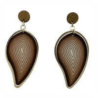 1 Pair Classical Artistic Leaves Conch Side Stripe Lacquer Painting Wood Drop Earrings sku image 1