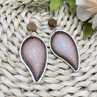 1 Pair Classical Artistic Leaves Conch Side Stripe Lacquer Painting Wood Drop Earrings main image 3