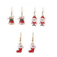 3 Pieces Set Simple Style Santa Claus Enamel Alloy Drop Earrings main image 2
