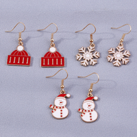 3 Pieces Set Simple Style Santa Claus Enamel Alloy Drop Earrings sku image 3