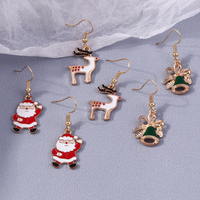 3 Pieces Set Simple Style Santa Claus Enamel Alloy Drop Earrings sku image 1