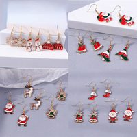 3 Pieces Set Simple Style Santa Claus Enamel Alloy Drop Earrings main image 1