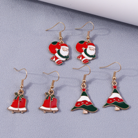 3 Pieces Set Simple Style Santa Claus Enamel Alloy Drop Earrings sku image 4