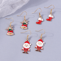 3 Pieces Set Simple Style Santa Claus Enamel Alloy Drop Earrings sku image 2