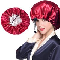 Fashion Solid Color Double-layer Satin Shower Cap 1 Piece sku image 3