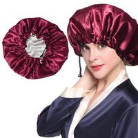 Fashion Solid Color Double-layer Satin Shower Cap 1 Piece sku image 2