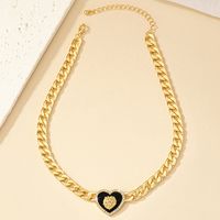 Retro Heart Shape Alloy Plating Inlay Zircon Gold Plated Women's Pendant Necklace main image 4