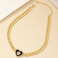 Retro Heart Shape Alloy Plating Inlay Zircon Gold Plated Women's Pendant Necklace main image 6