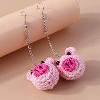 1 Pair Cute Bear Pig Frog Knit Zinc Alloy Drop Earrings main image 7