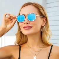 Retro Double Beam Polygonal Frame Sunglasses Wholesale Nihaojewelry sku image 12