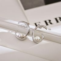1 Paar Einfacher Stil Einfarbig Inlay Rostfreier Stahl Künstliche Perlen Ohrstecker main image 6