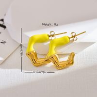 1 Paire Mignon Luxueux Bloc De Couleur Émail Acier Inoxydable Boucles D'oreilles main image 10