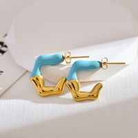 1 Paire Mignon Luxueux Bloc De Couleur Émail Acier Inoxydable Boucles D'oreilles main image 4