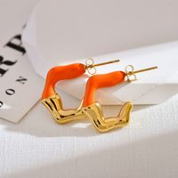 1 Pair Cute Luxurious Color Block Enamel Stainless Steel Ear Studs main image 5