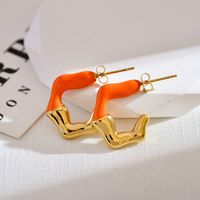 1 Pair Cute Luxurious Color Block Enamel Stainless Steel Ear Studs sku image 5