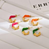 1 Pair Cute Luxurious Color Block Enamel Stainless Steel Ear Studs main image 1