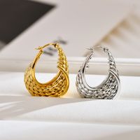 1 Pair Simple Style Solid Color Mesh Stainless Steel Earrings main image 4