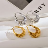 1 Pair Simple Style Solid Color Mesh Stainless Steel Earrings main image 1