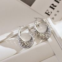 1 Pair Simple Style Solid Color Mesh Stainless Steel Earrings sku image 2