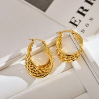 1 Pair Simple Style Solid Color Mesh Stainless Steel Earrings main image 3