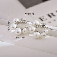 1 Pair Elegant Luxurious Round Inlay Stainless Steel Artificial Pearls Ear Studs main image 7
