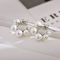 1 Paire Élégant Luxueux Rond Incruster Acier Inoxydable Perles Artificielles Boucles D'oreilles sku image 2