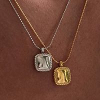Simple Style Square Stainless Steel Plating 18k Gold Plated Pendant Necklace main image 1