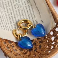 Wholesale Jewelry Ig Style Cute Heart Shape Glass Drop Earrings sku image 1