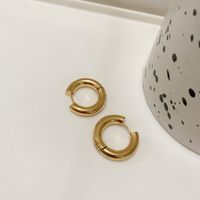 1 Pair Vintage Style Geometric Solid Color Metal Titanium Steel Hoop Earrings sku image 2