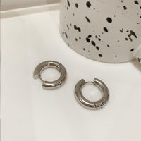 1 Pair Vintage Style Geometric Solid Color Metal Titanium Steel Hoop Earrings sku image 1