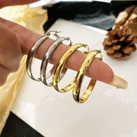 1 Pair Simple Style Geometric Solid Color Plating Titanium Steel Hoop Earrings main image 1