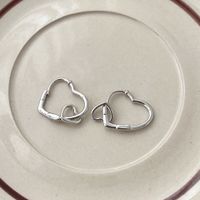 1 Pair Modern Style Heart Shape Plating Sterling Silver Earrings sku image 1