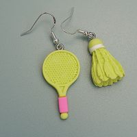 Wholesale Jewelry Novelty Badminton Racket Plastic Drop Earrings sku image 1