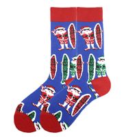 Unisex Christmas Santa Claus Cotton Crew Socks A Pair sku image 1