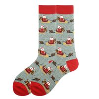 Unisex Christmas Santa Claus Cotton Crew Socks A Pair sku image 9