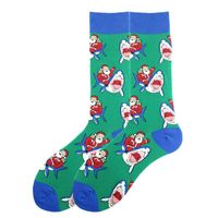 Unisex Christmas Santa Claus Cotton Crew Socks A Pair sku image 4