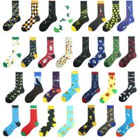 Men's Casual Geometric Cotton Crew Socks A Pair main image 1