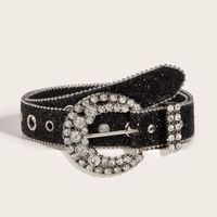 Streetwear Solid Color Pu Leather Alloy Beaded Diamond Women's Leather Belts main image 3