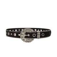 Streetwear Solid Color Pu Leather Alloy Beaded Diamond Women's Leather Belts main image 2