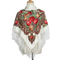 Women's Retro Ethnic Style Flower Cotton Polyester Blend Printing Shawl sku image 12