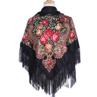 Women's Retro Ethnic Style Flower Cotton Polyester Blend Printing Shawl sku image 4