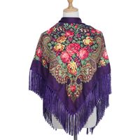 Women's Retro Ethnic Style Flower Cotton Polyester Blend Printing Shawl sku image 3